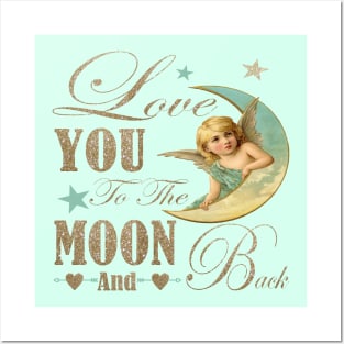 Preppy Vintage Retro Angel moon typography Posters and Art